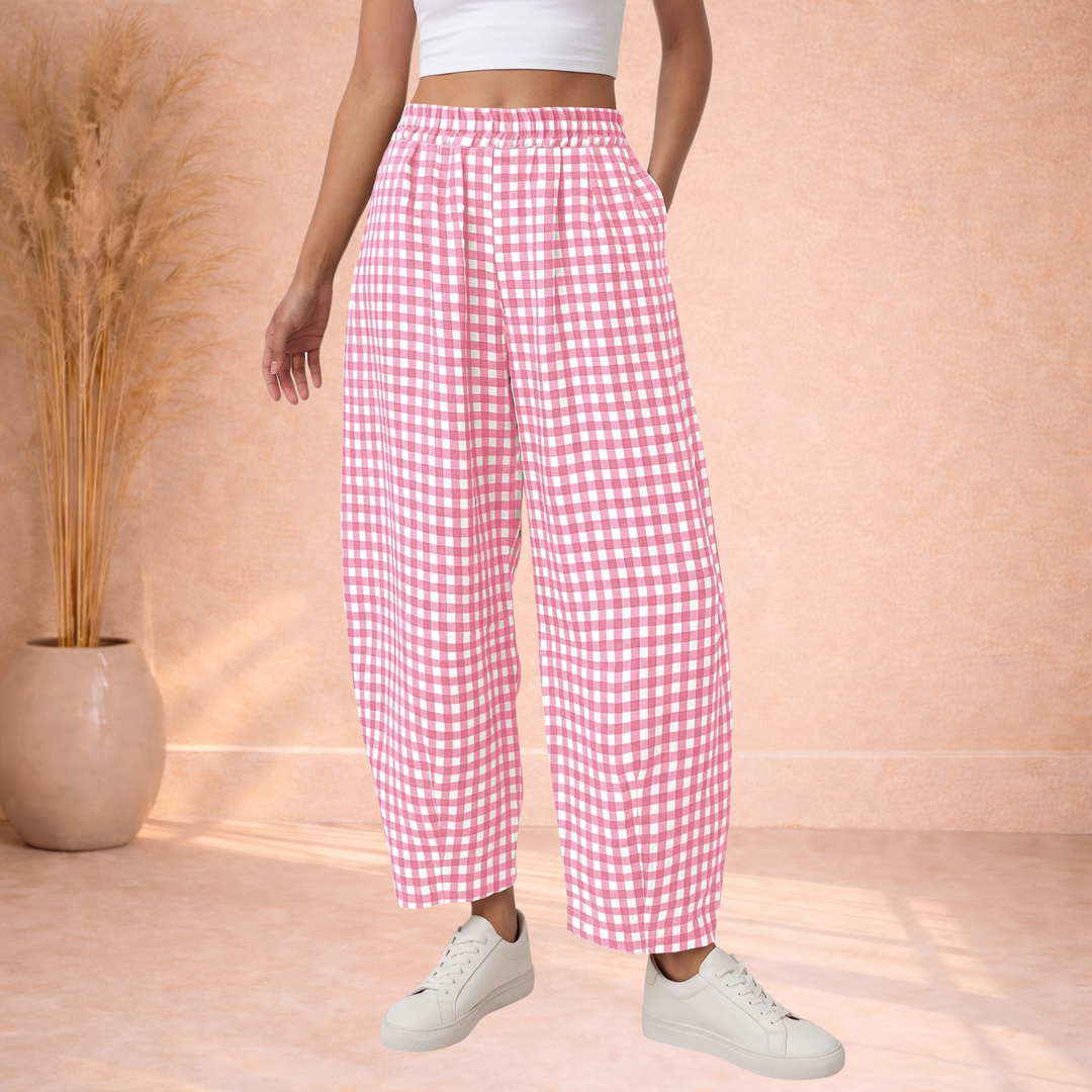 Parker | Broek met Ruitprint en Elastische Taille