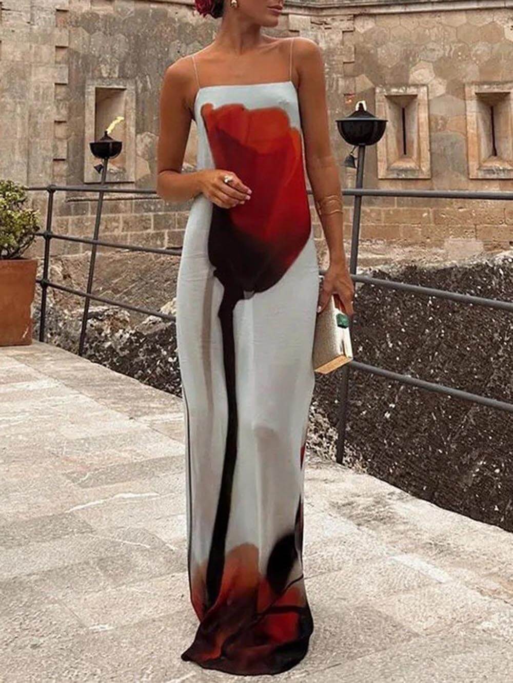 Seraphine | Maxi Jurk met Artistieke Print