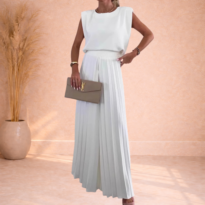 Avery | Set met Plooirok en Mouwloze Top