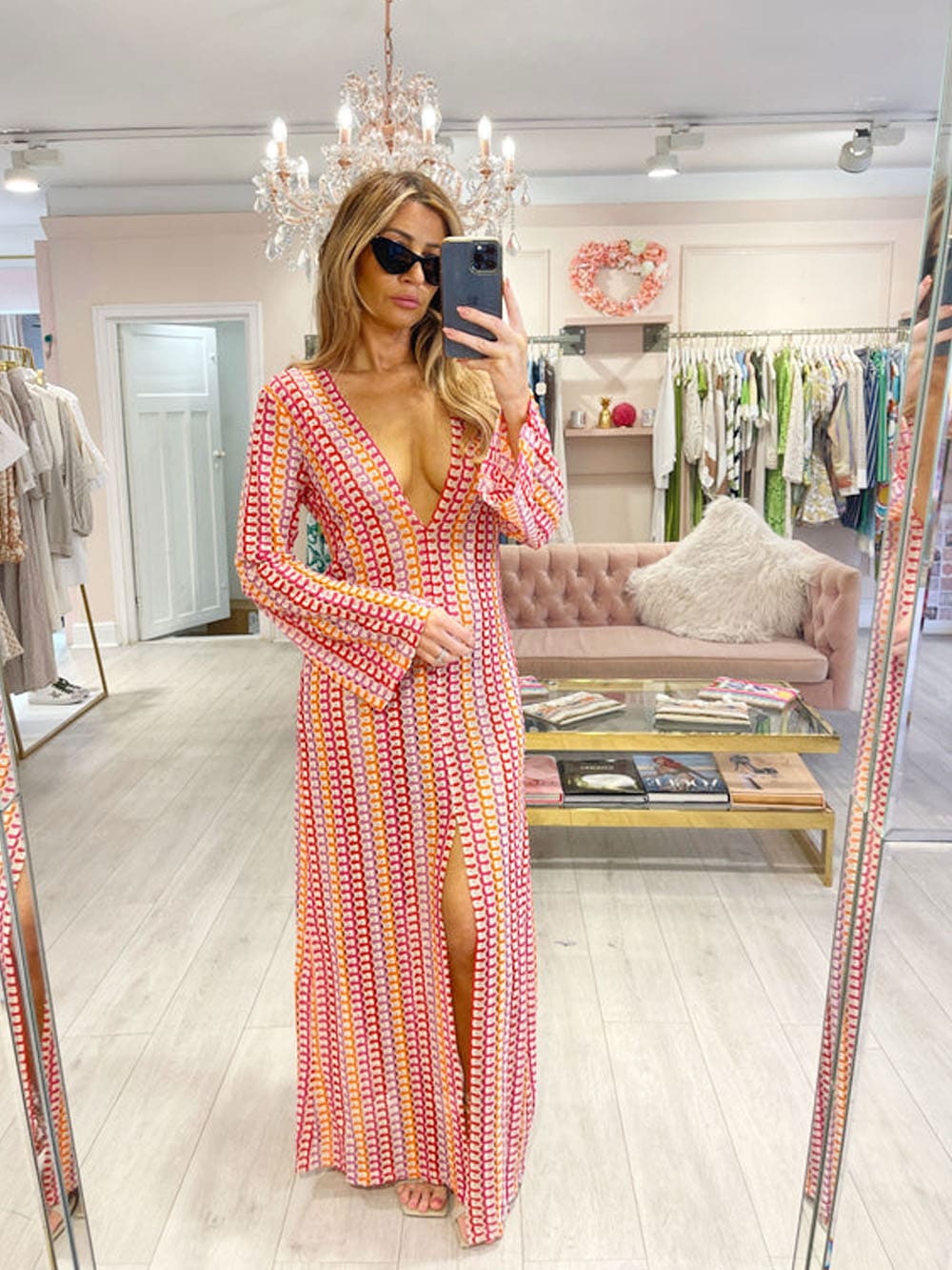 Elisa | Maxi Jurk met Diepe V-hals en Split