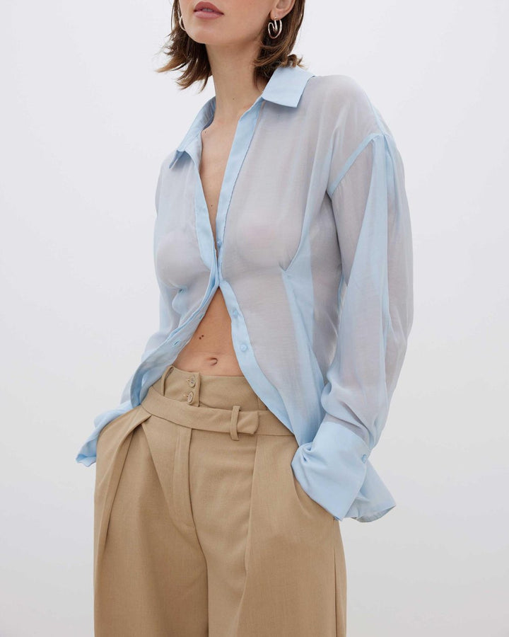 Sophie | Transparante Blouse met Satijnen Details