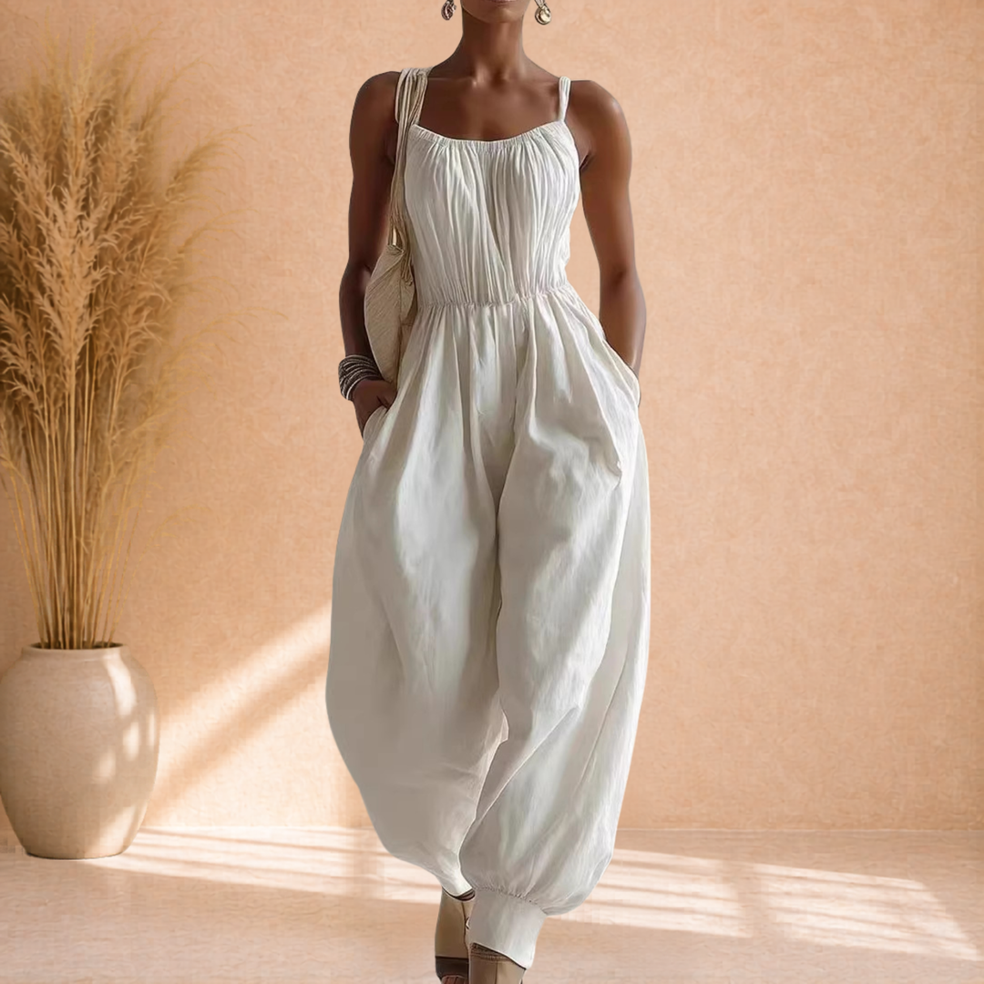 Skye | Linnen Jumpsuit met Smock Taille