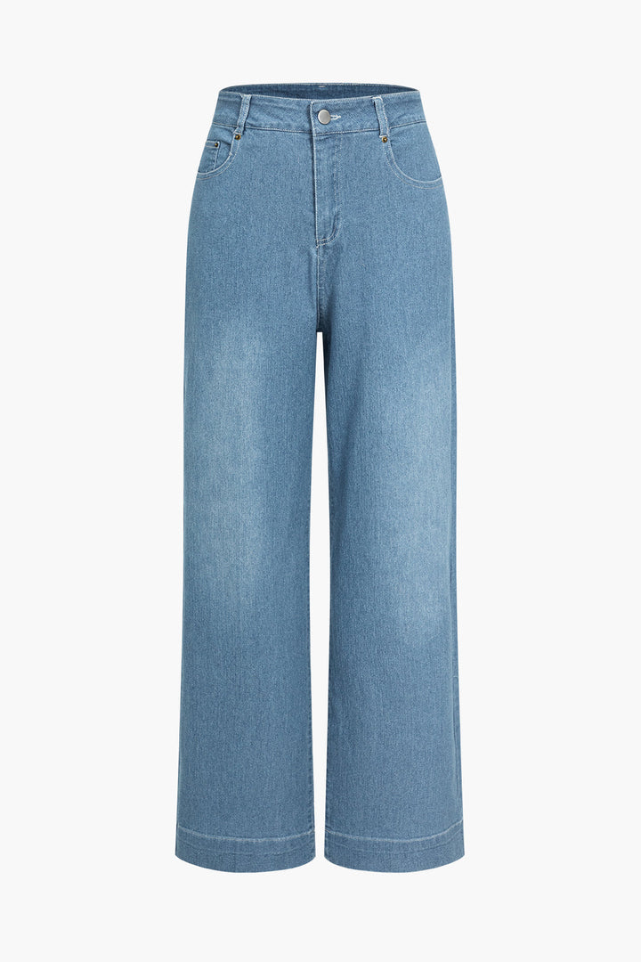Mila | Basic Wide Leg Jeans in Lichtblauw