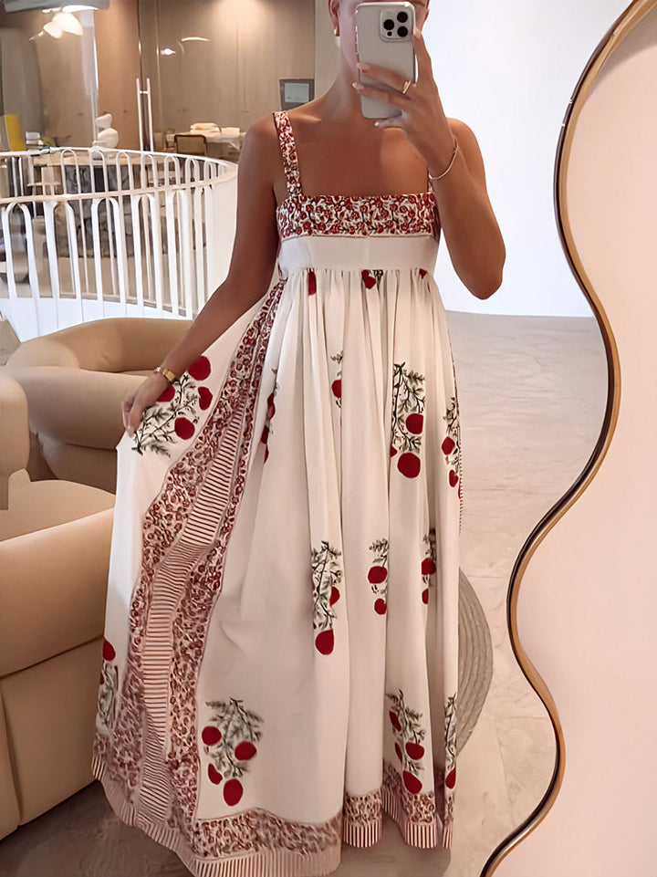 Fleurine | Maxi Jurk met Print en Volle Rok