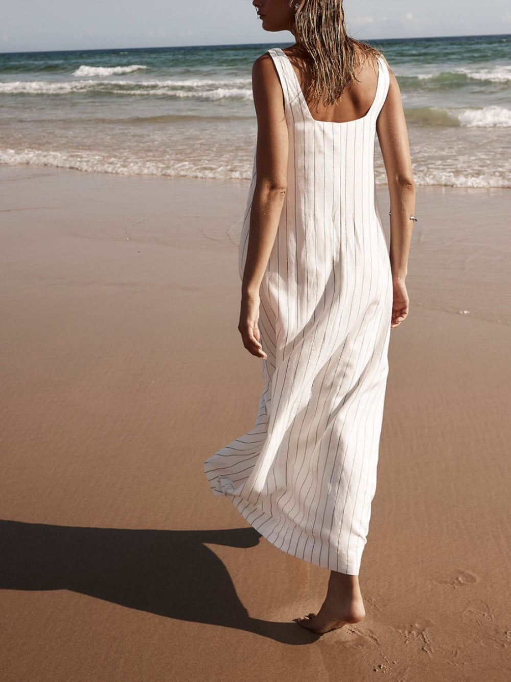 Imke | Maxi Jurk met Streepdetail