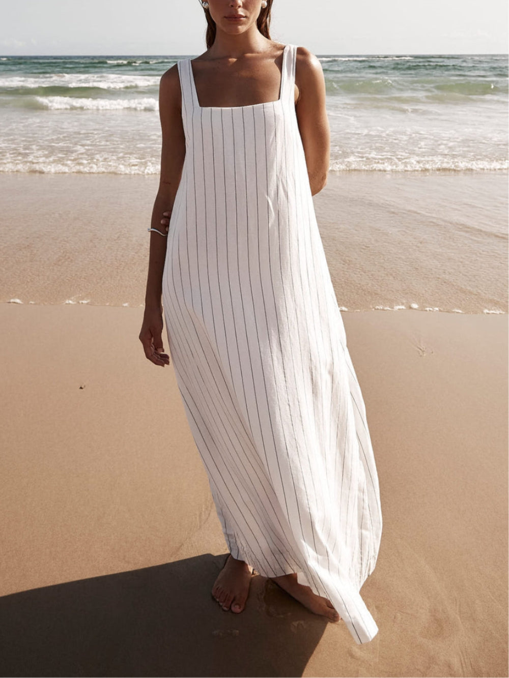 Imke | Maxi Jurk met Streepdetail