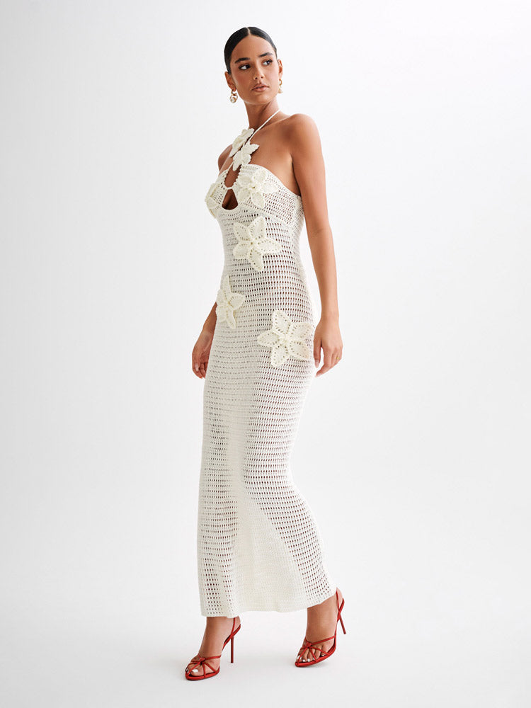 Lotte | Gehaakte Maxi Jurk met Bloemdetails