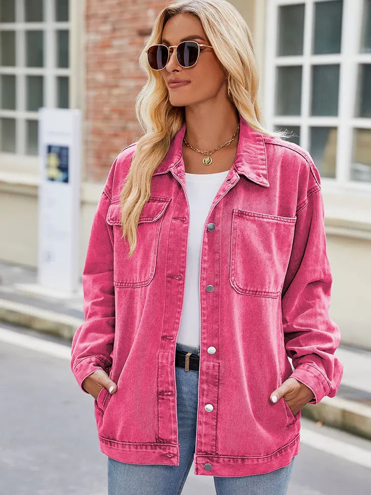 Maud | Denim Blouse met Drukknoopsluiting en Relaxte Fit