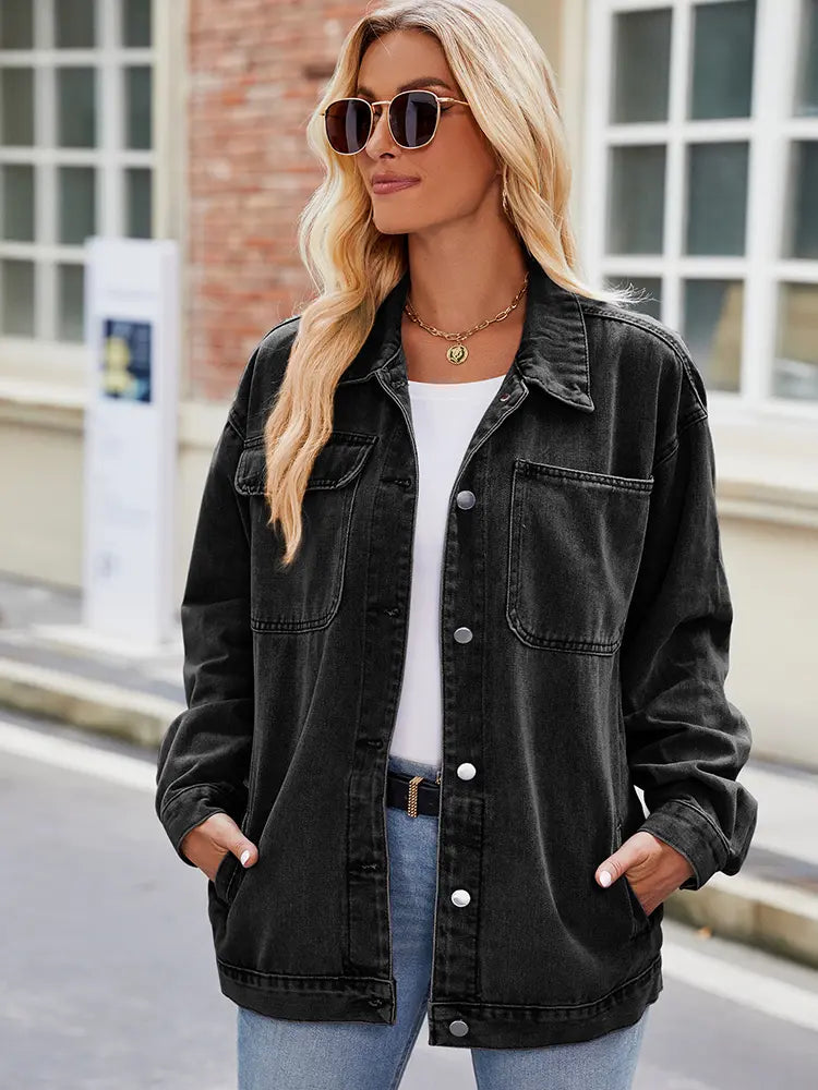 Maud | Denim Blouse met Drukknoopsluiting en Relaxte Fit