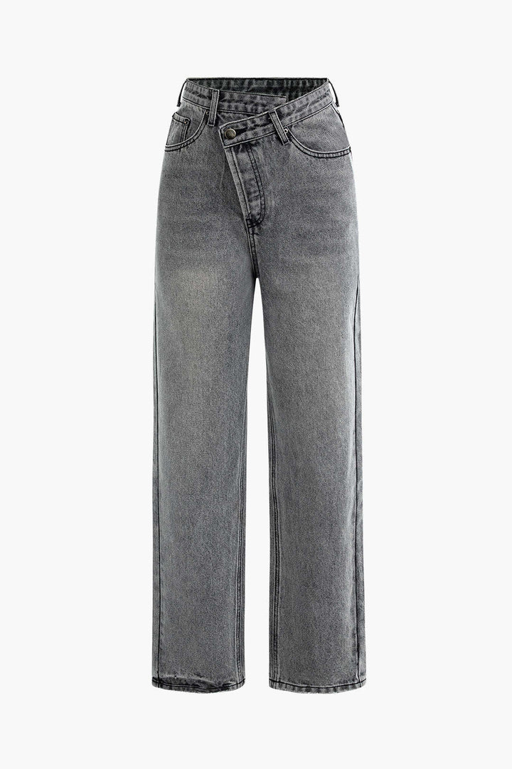 Zoë | Denim Jeans met Asymmetrische Sluiting