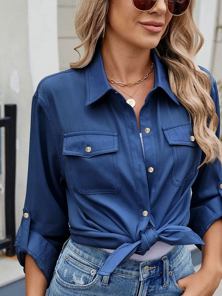 Iris | Blouse met Strikdetail en Utility Zakken