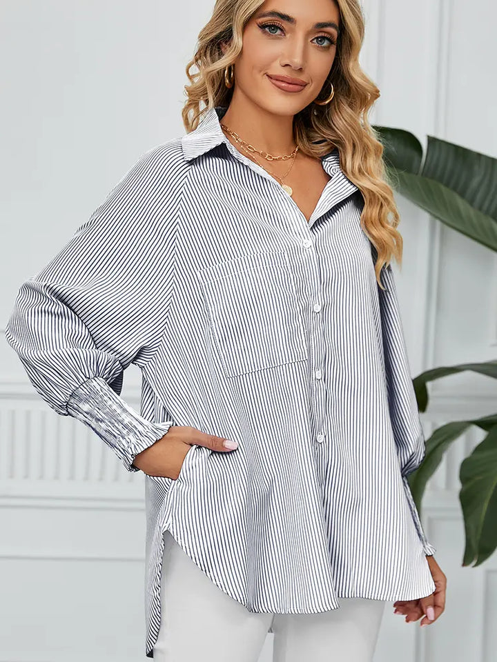 Emma | Blouse met Strepen en Relaxte Pasvorm