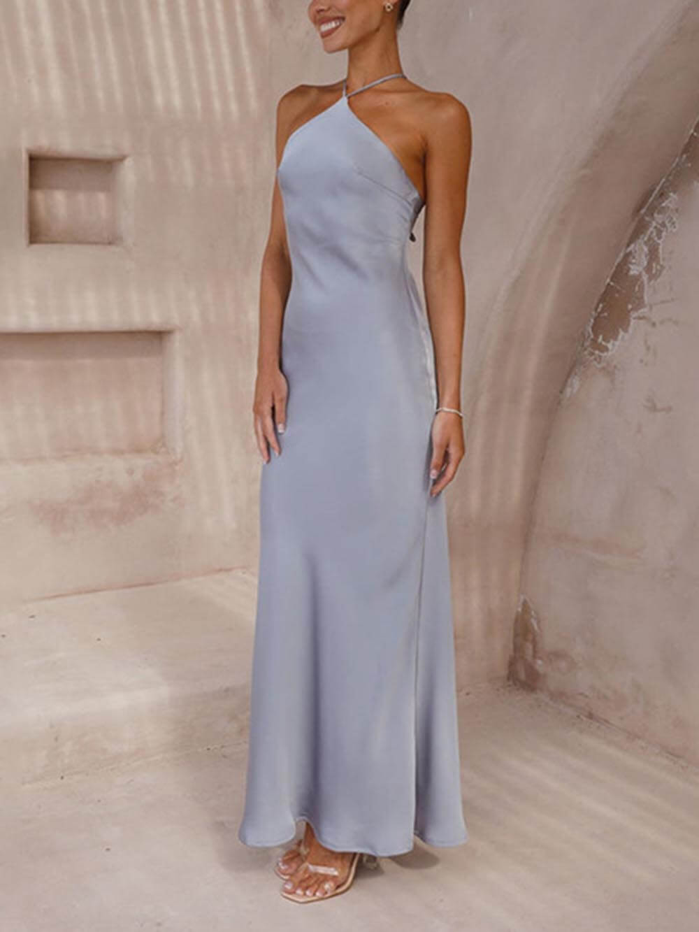 Elara | Minimalistische Halter Maxi Jurk
