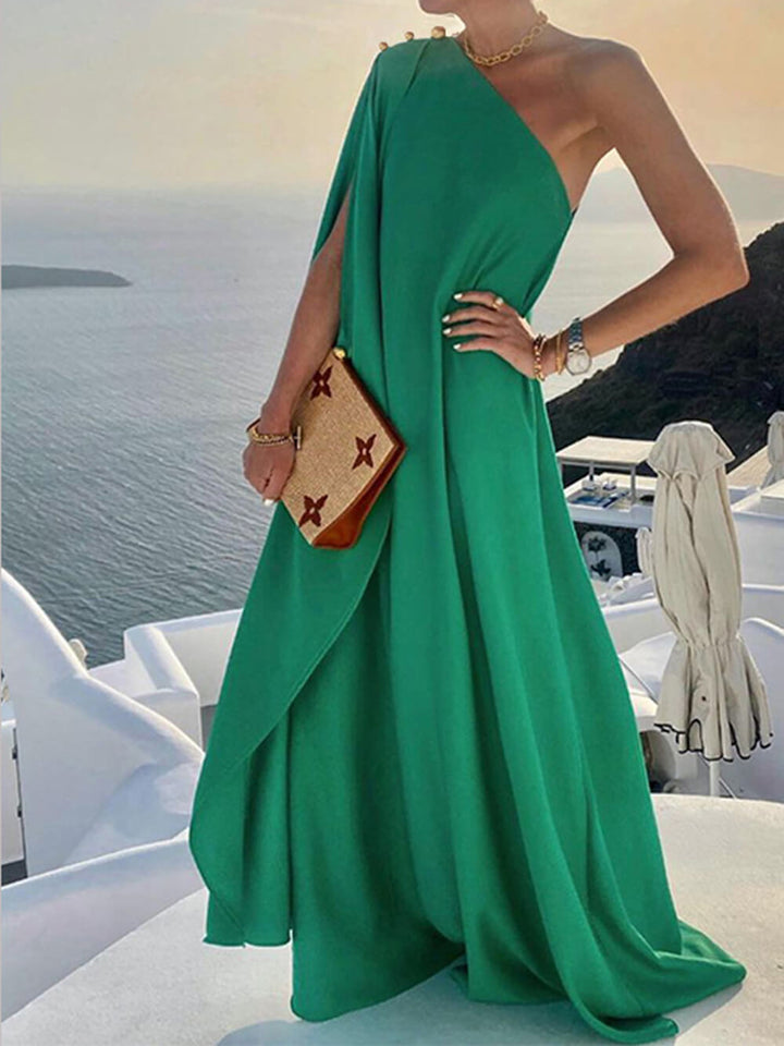 Bo | One Shoulder Maxi Jurk met Draped Detail
