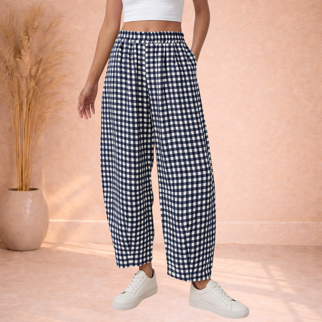 Parker | Broek met Ruitprint en Elastische Taille