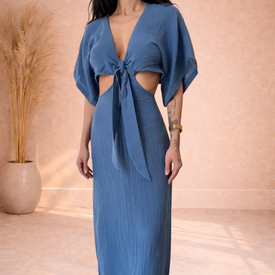 Zara | Maxi Jurk met Cut-Out en Strikdetail