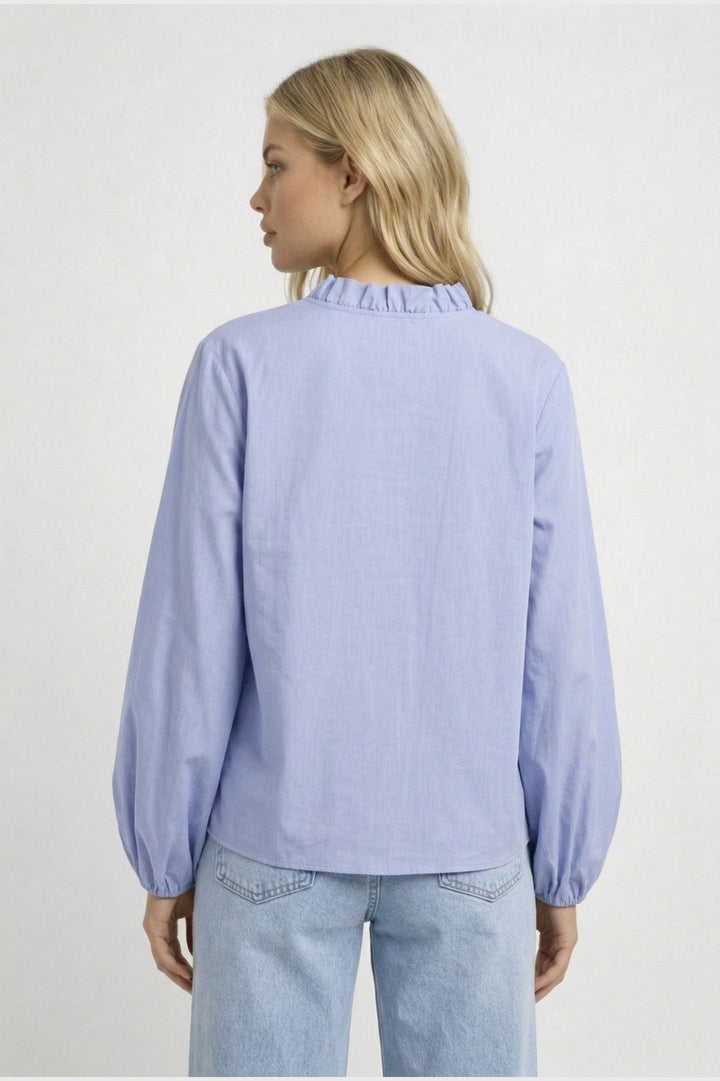 Amelie | Blouse met Ruches en Pofmouwen