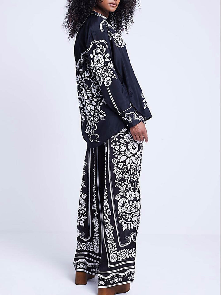 Luna | Blouse met Sjaalprint en Losvallende Pasvorm