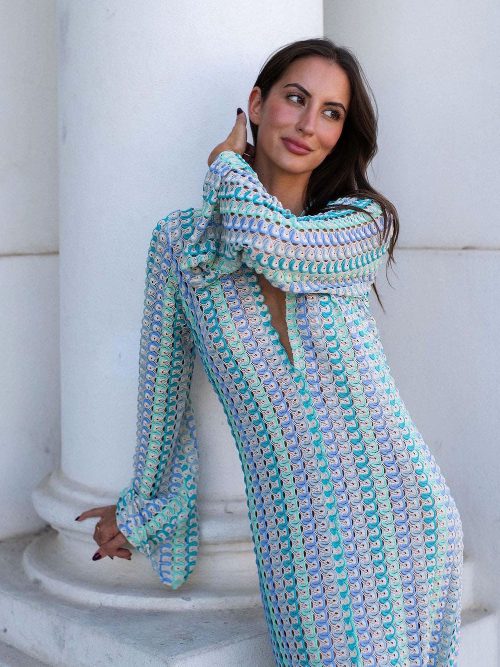 Sanne | Maxi Jurk met Patroon en Split