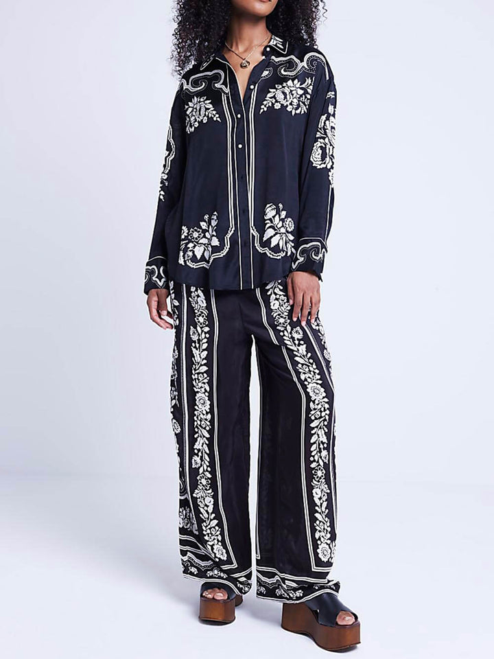 Luna | Blouse met Sjaalprint en Losvallende Pasvorm