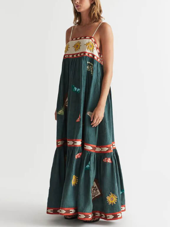 Maartje | Maxi Jurk met Artistieke Print