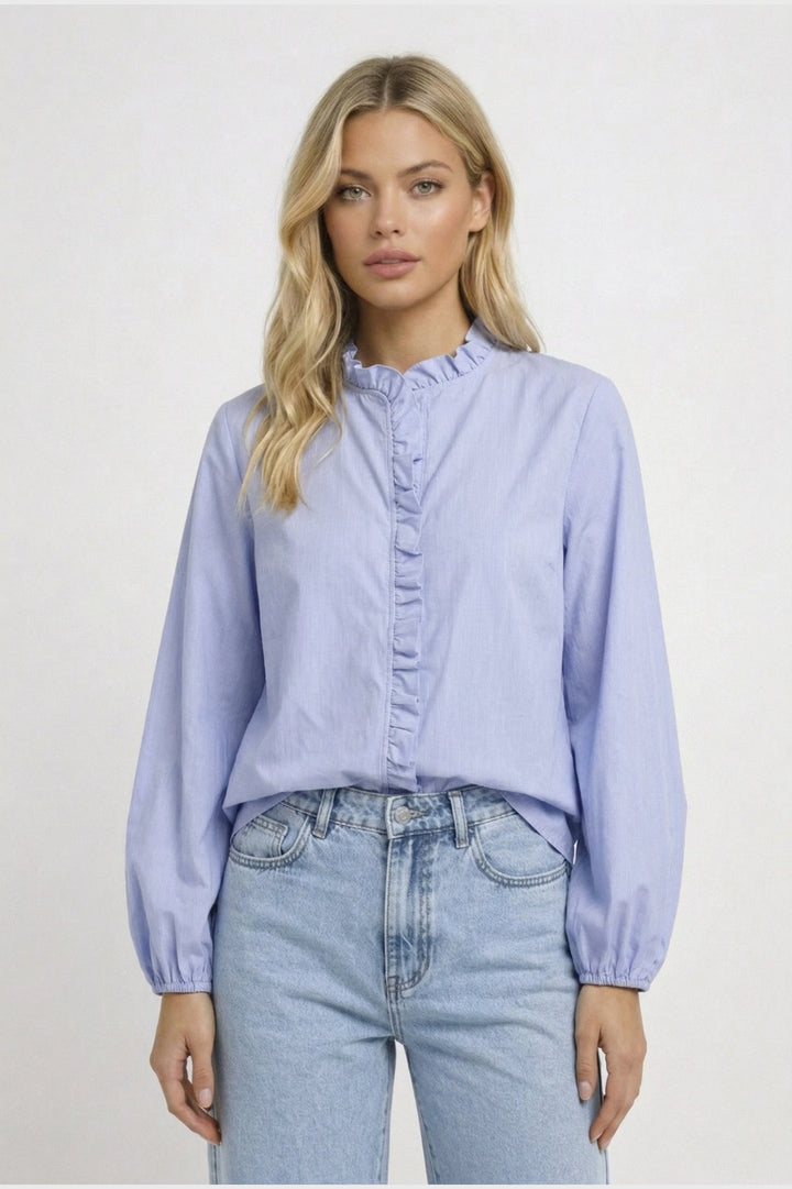 Amelie | Blouse met Ruches en Pofmouwen