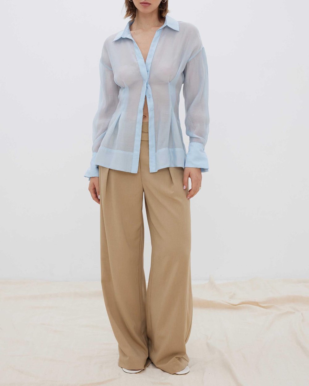Sophie | Transparante Blouse met Satijnen Details