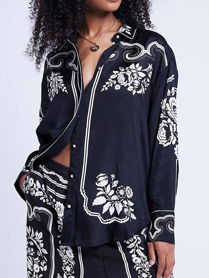 Luna | Blouse met Sjaalprint en Losvallende Pasvorm