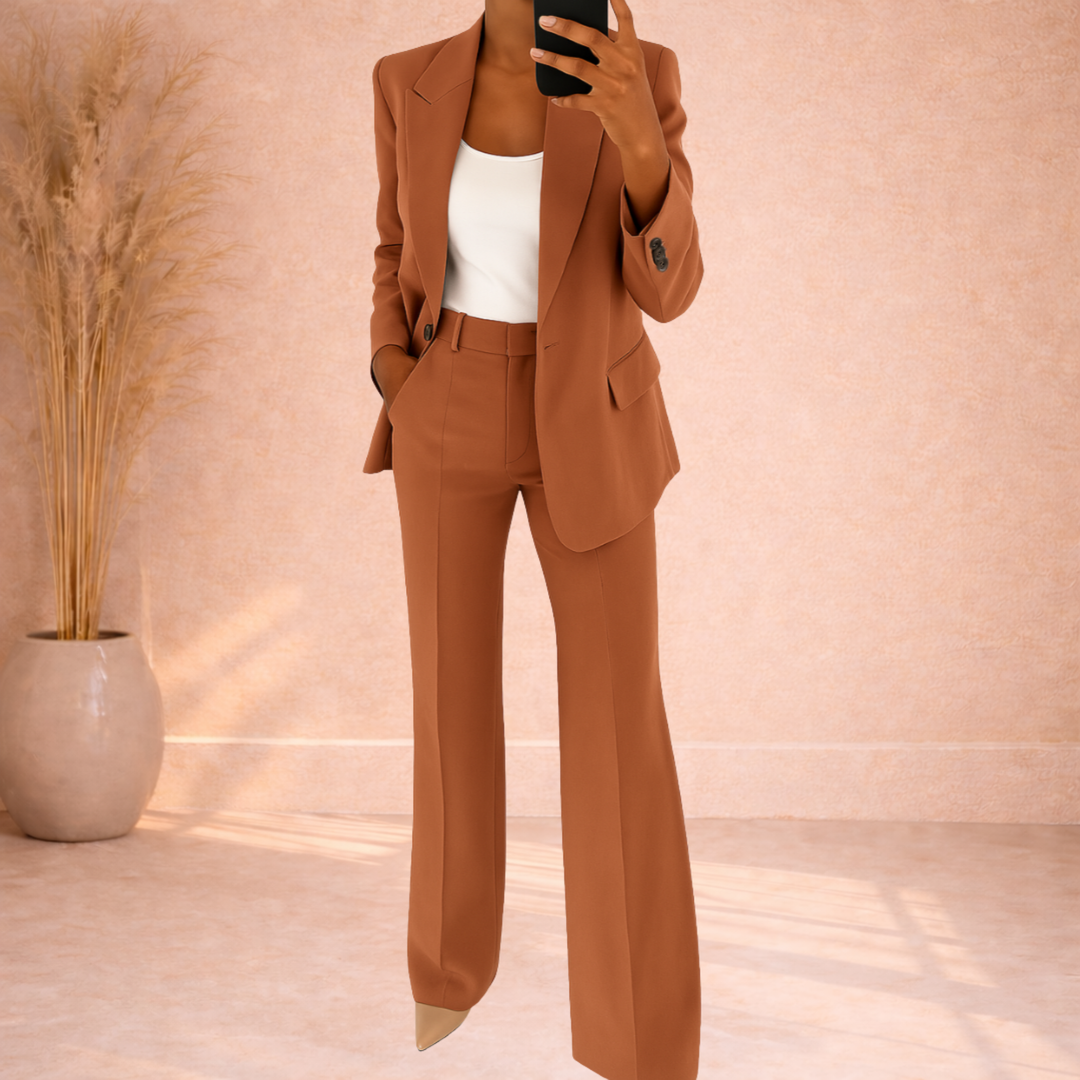Quinn | Tweedelige Blazer Set met Wijde Broek