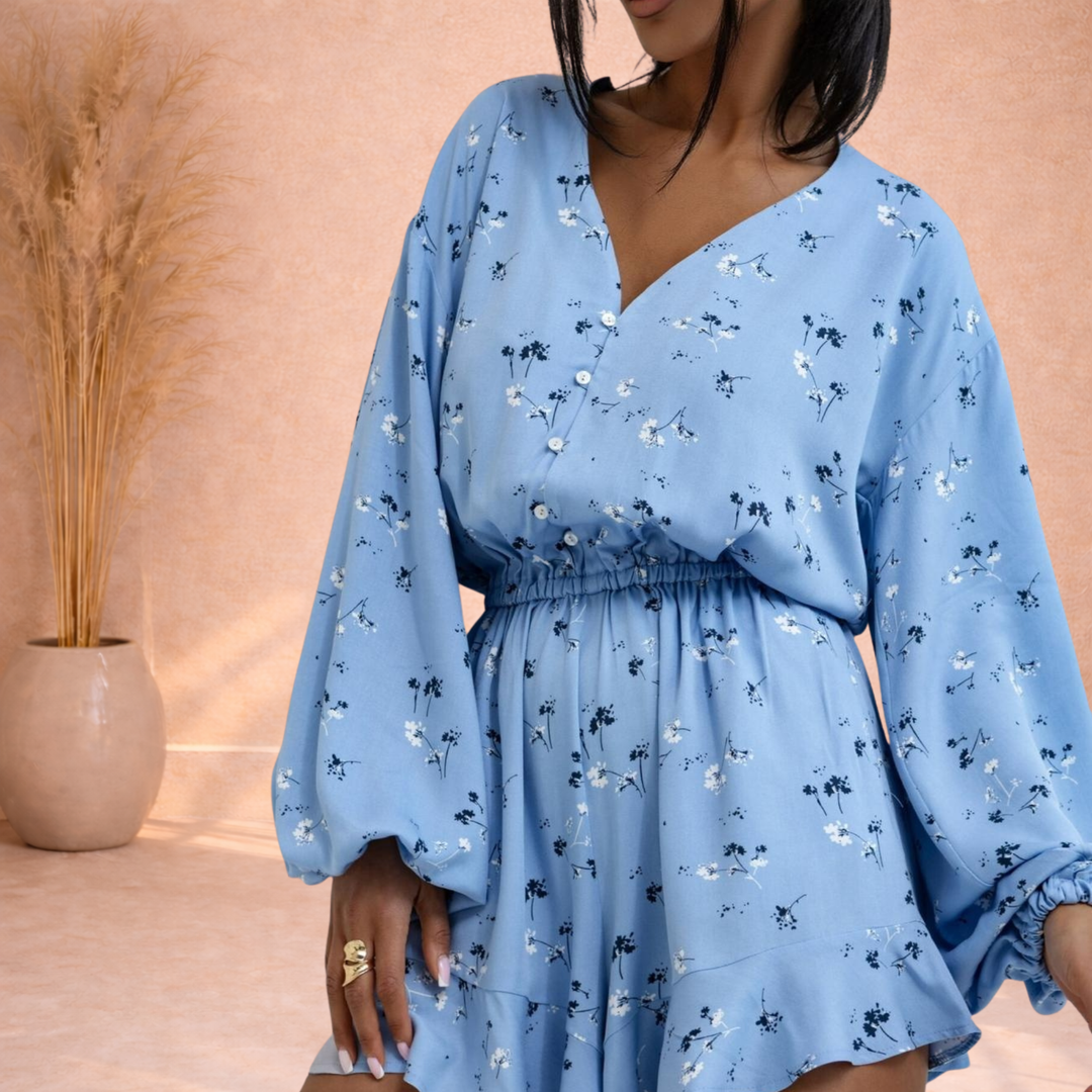 Kylie | Playsuit met Print en Pofmouwen