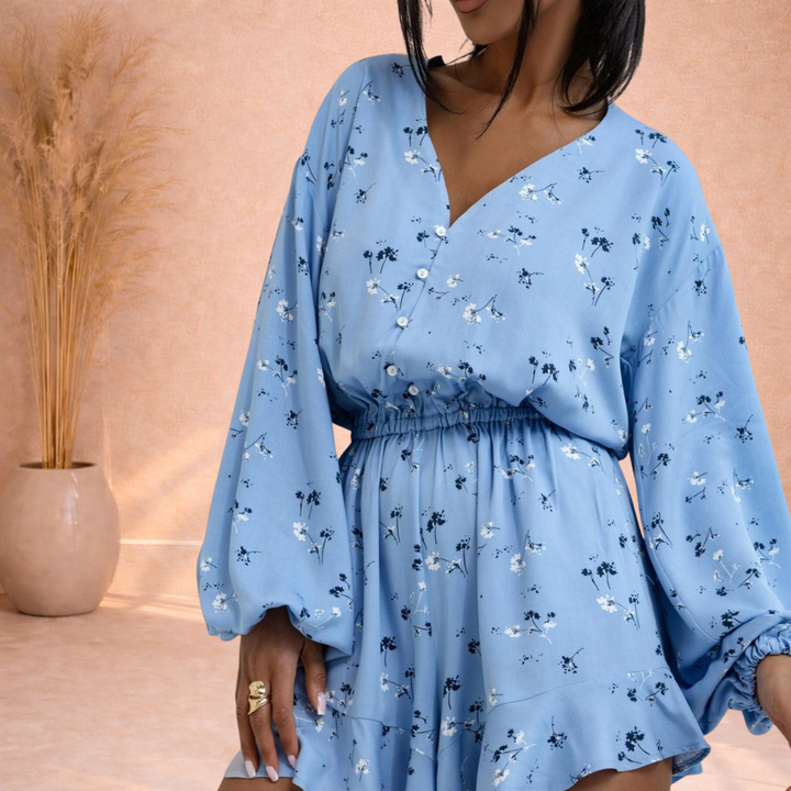 Kylie | Playsuit met Print en Pofmouwen