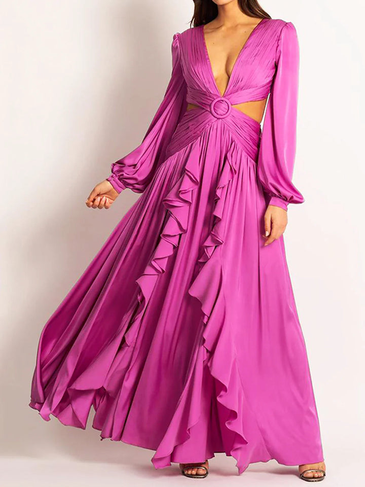 Amara | Maxi Jurk met Cut-Out en Ruffle Details