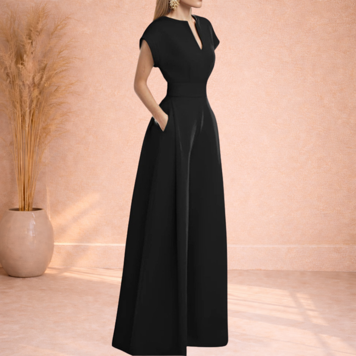 Ava | Jumpsuit met Wijde Pijpen en V-Hals