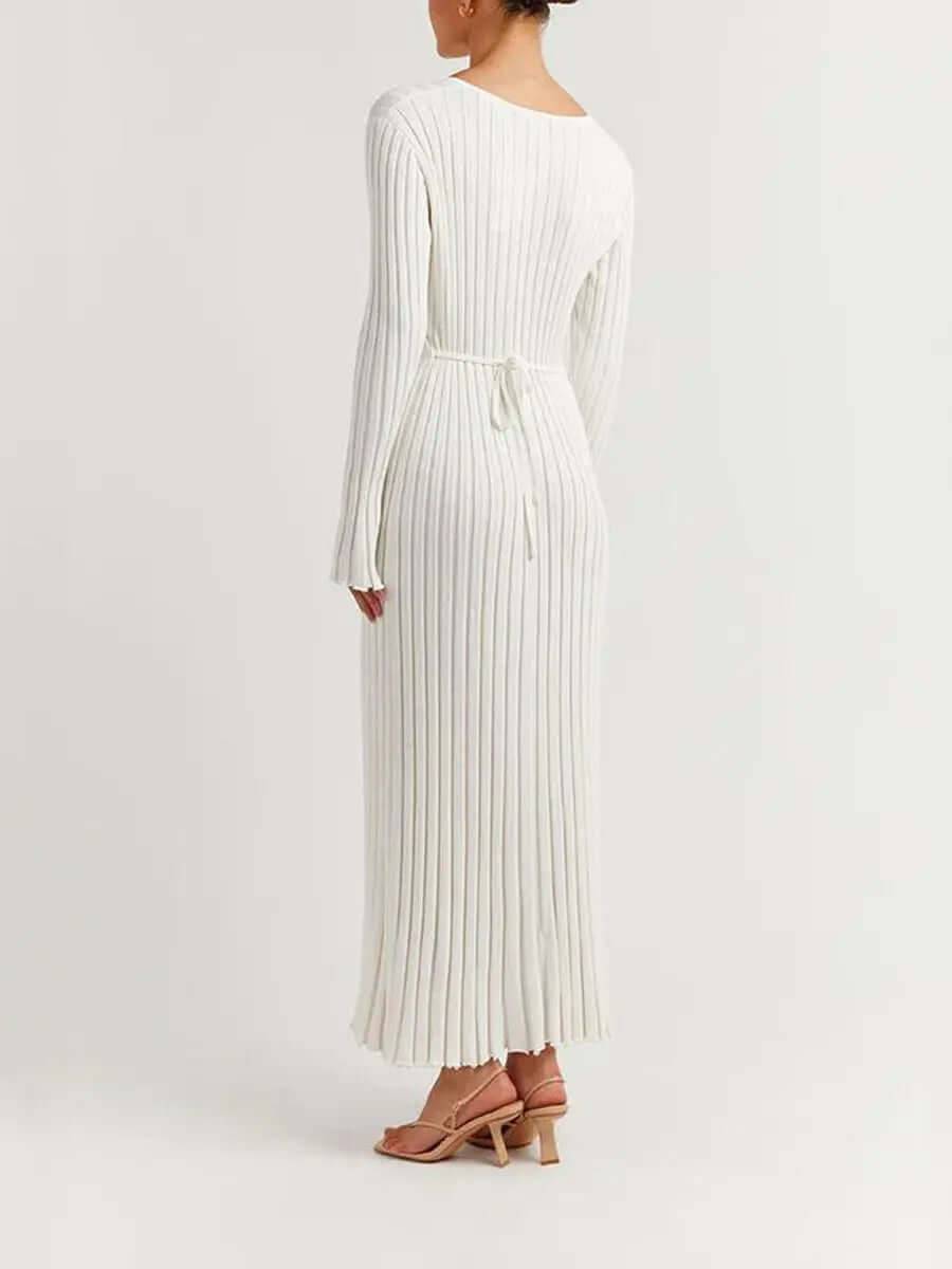 Julia | Maxi Jurk met Geplooide Structuur en Flared Mouwen
