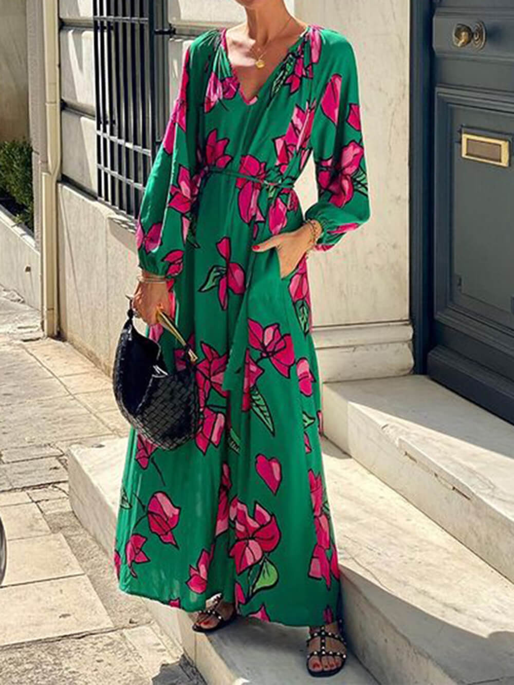 Sophie | Maxi Jurk met Bloemenprint en Ceintuur