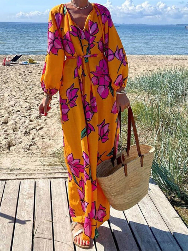 Sophie | Maxi Jurk met Bloemenprint en Ceintuur