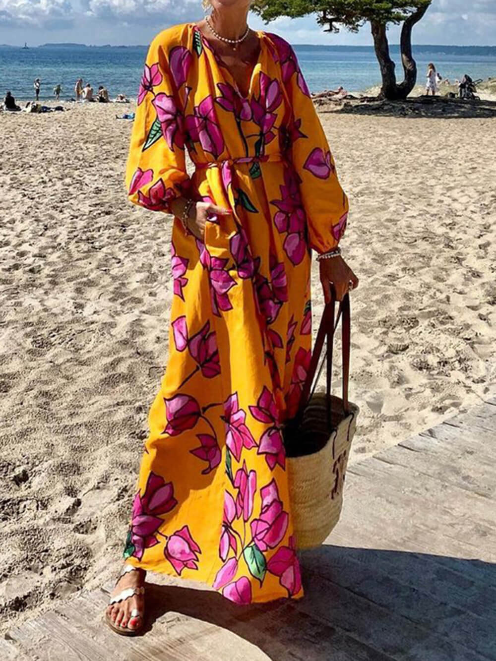 Sophie | Maxi Jurk met Bloemenprint en Ceintuur