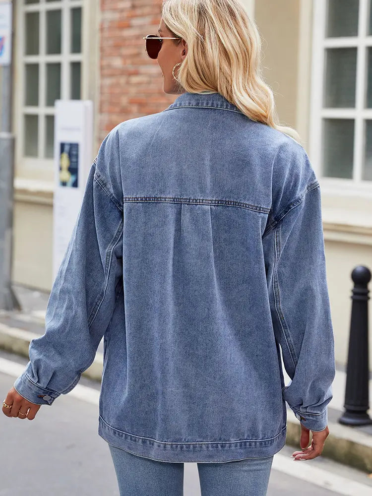 Maud | Denim Blouse met Drukknoopsluiting en Relaxte Fit