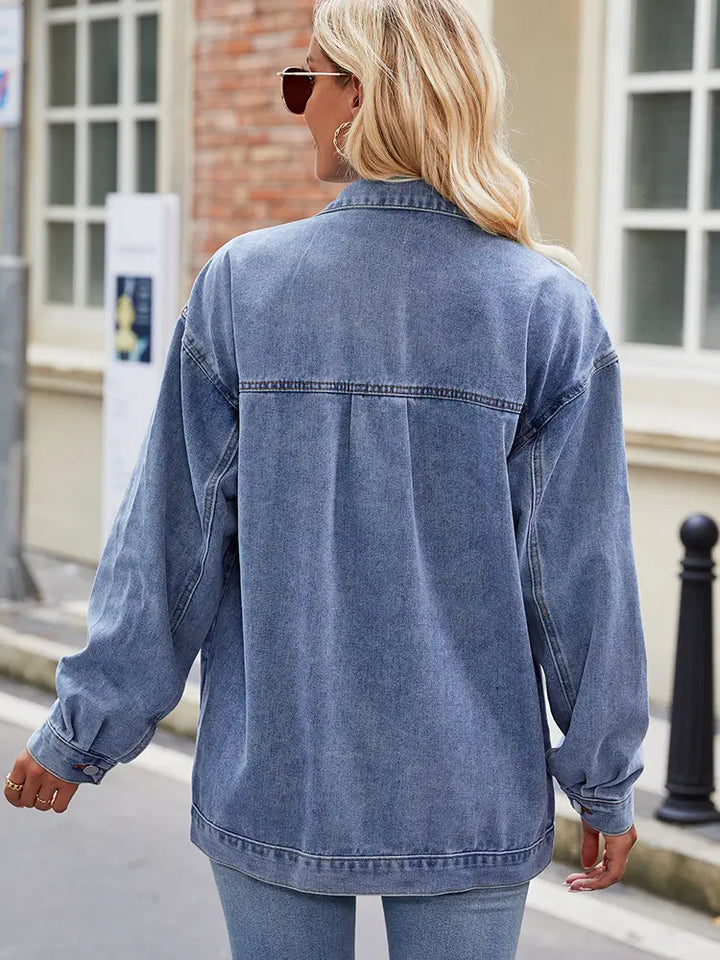 Maud | Denim Blouse met Drukknoopsluiting en Relaxte Fit