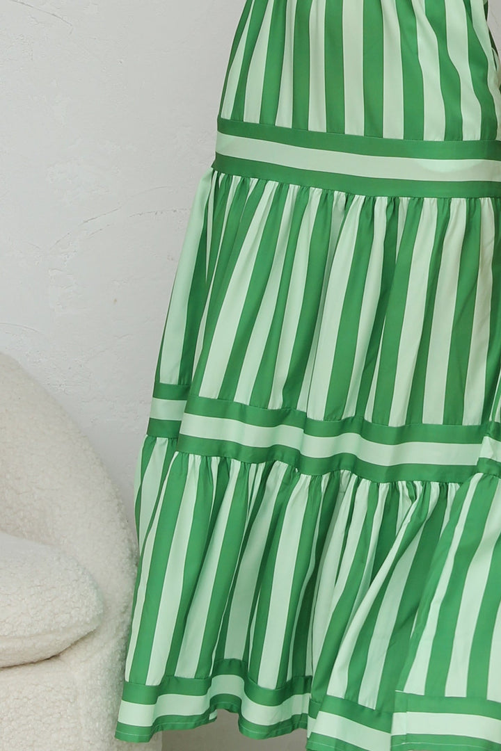 Tess | Maxi Jurk met Strepen en Gelaagde Rok