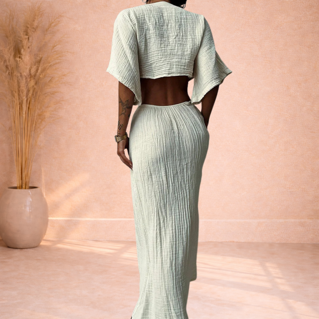 Zara | Maxi Jurk met Cut-Out en Strikdetail