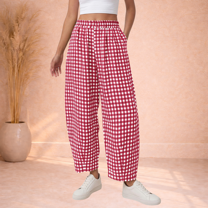 Parker | Broek met Ruitprint en Elastische Taille