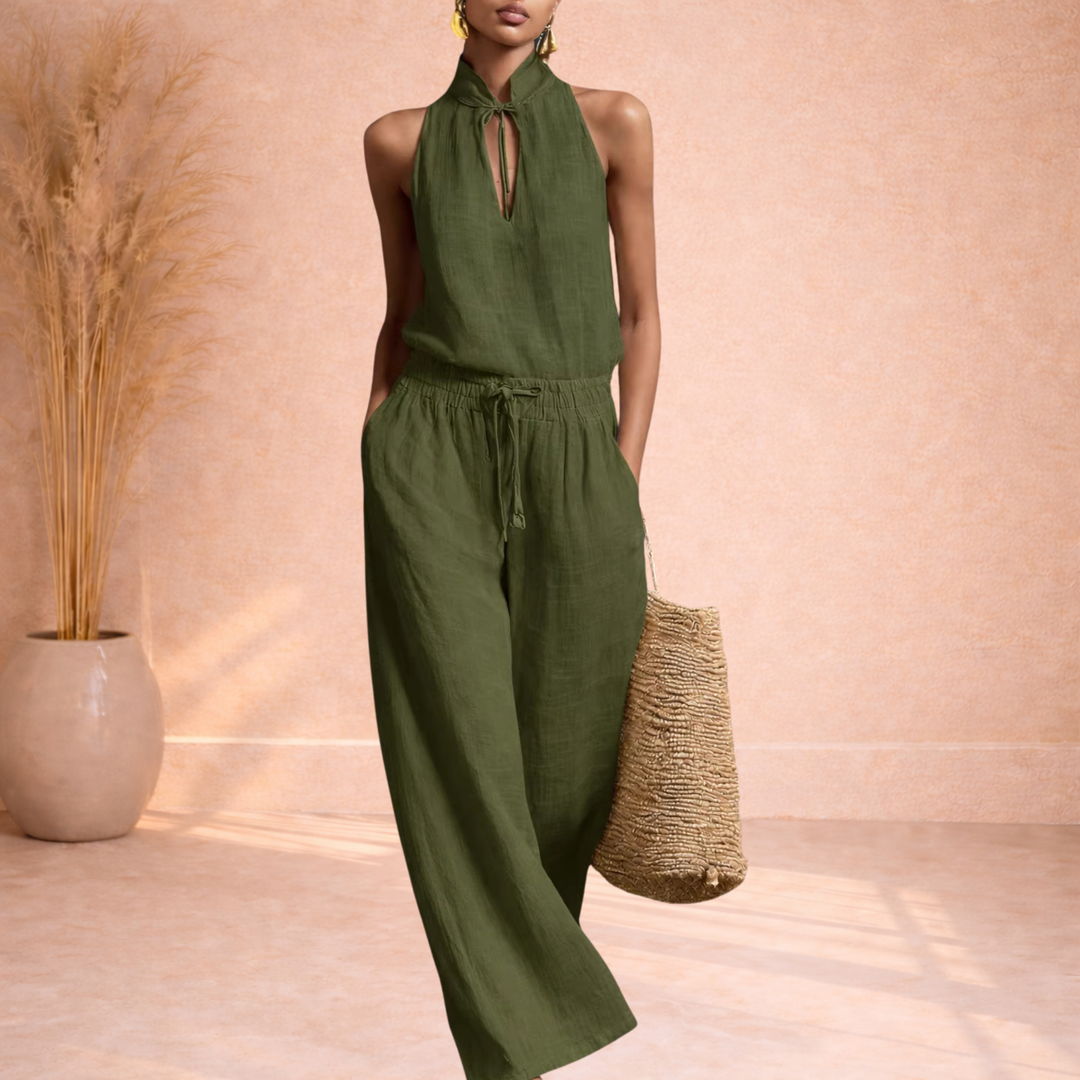 Luna | Halter Jumpsuit van Linnen en Katoen