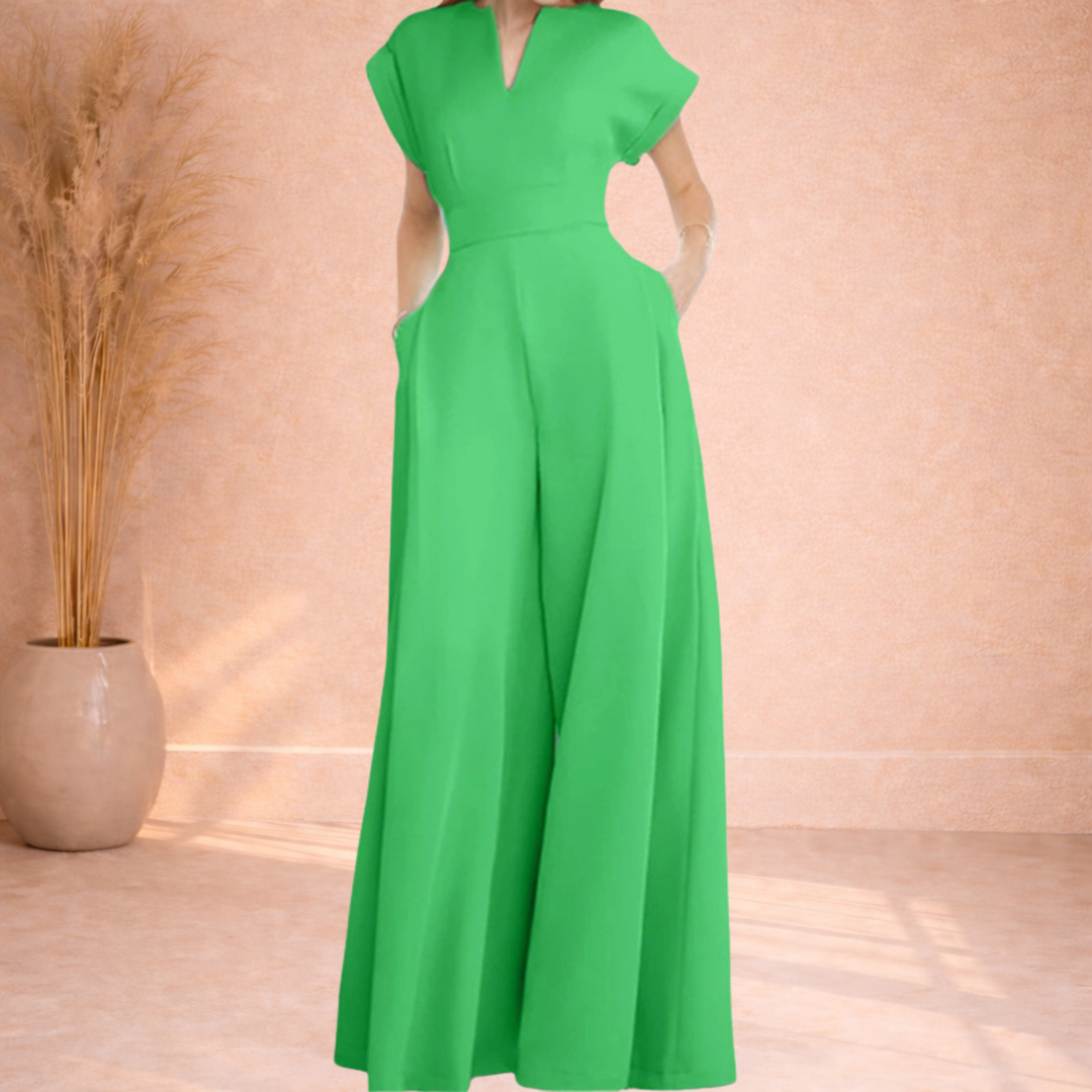 Ava | Jumpsuit met Wijde Pijpen en V-Hals