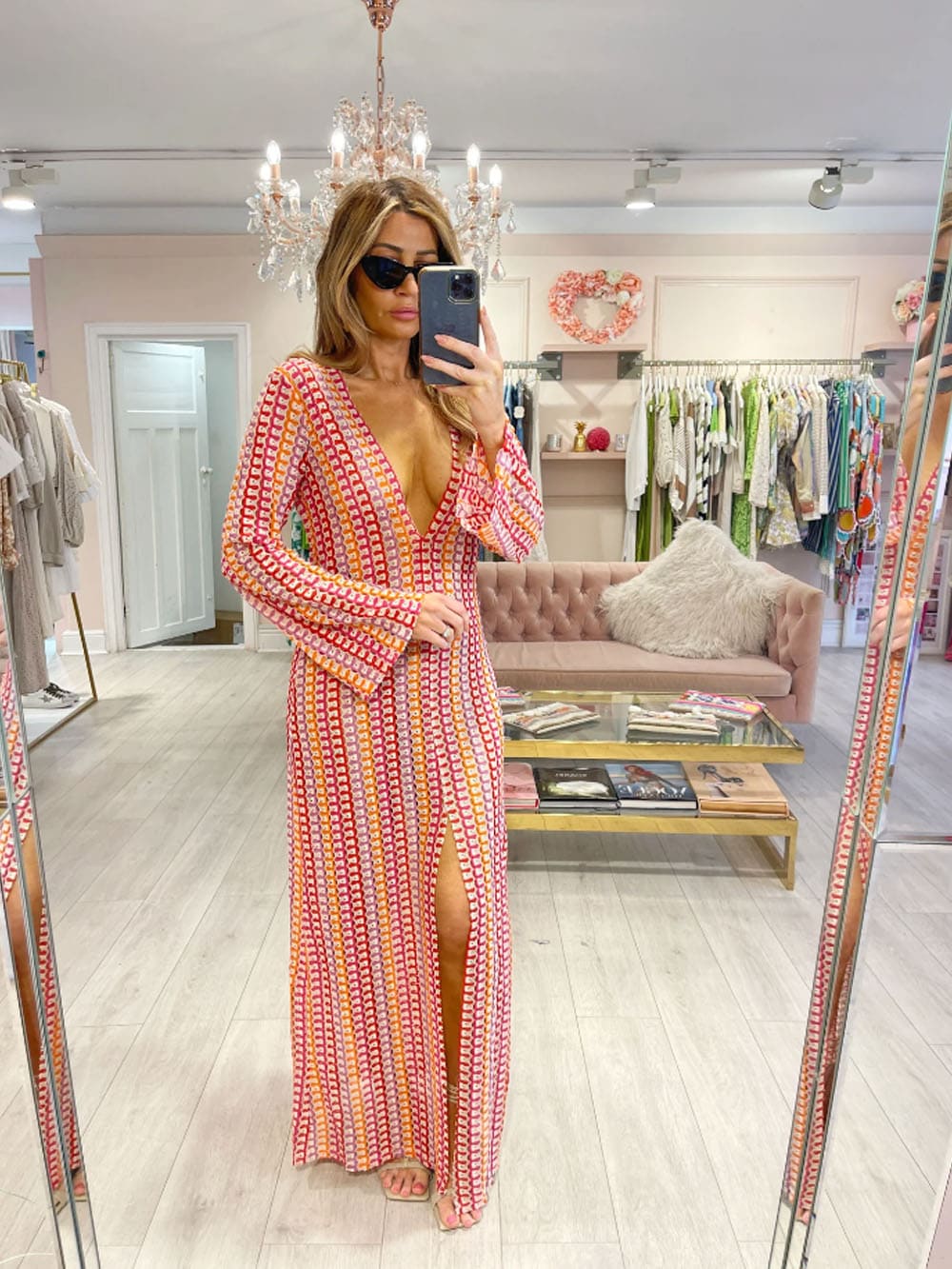 Elisa | Maxi Jurk met Diepe V-hals en Split