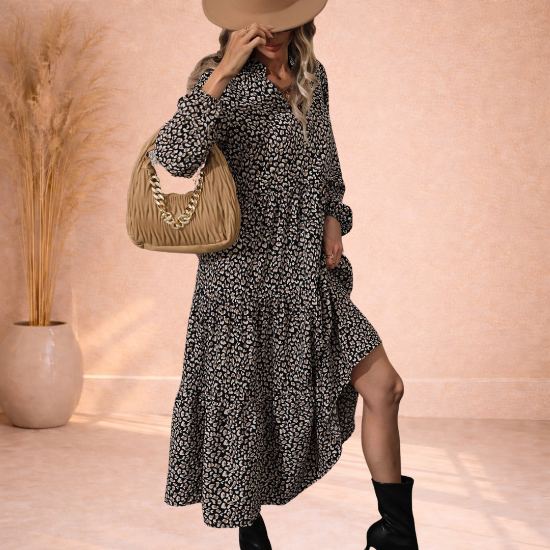 Zelina | Panterprint Midi Jurk