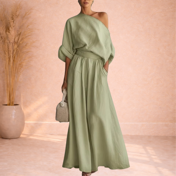 Eden | One-Shoulder Maxi Jurk met Tailleband