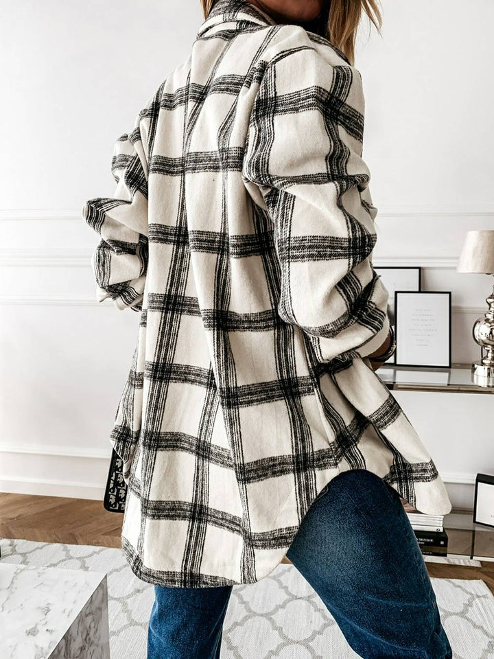 Adinda | Geruite Overshirt Jas met Knopen en Relaxte Fit