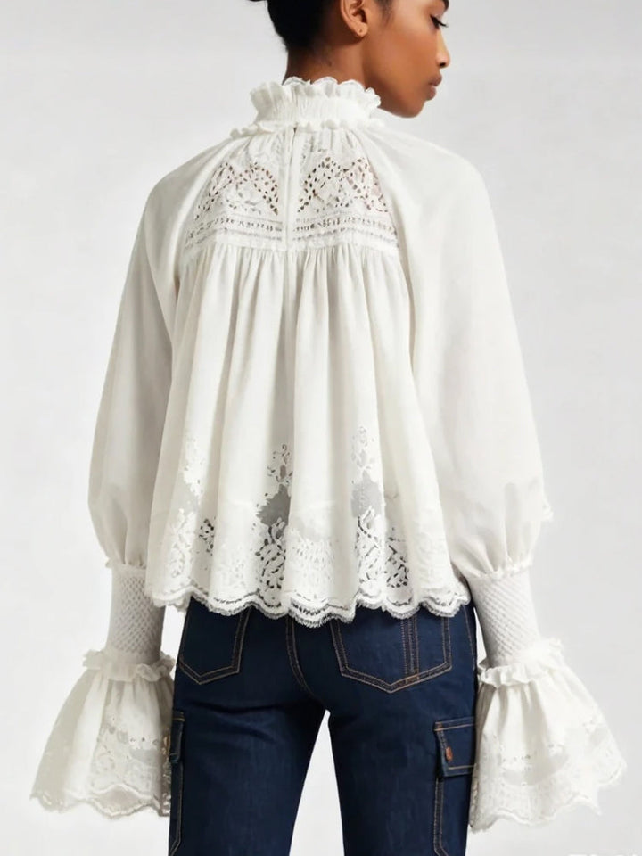Noor | Blouse met Ruffle Kraag en Statement Mouwen