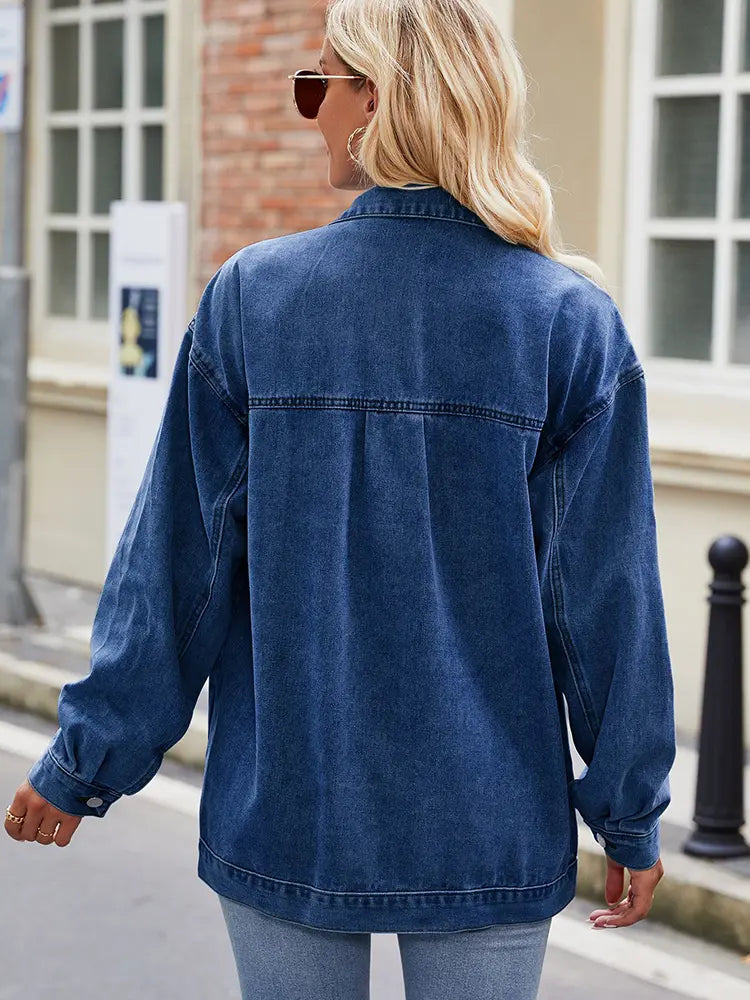 Maud | Denim Blouse met Drukknoopsluiting en Relaxte Fit